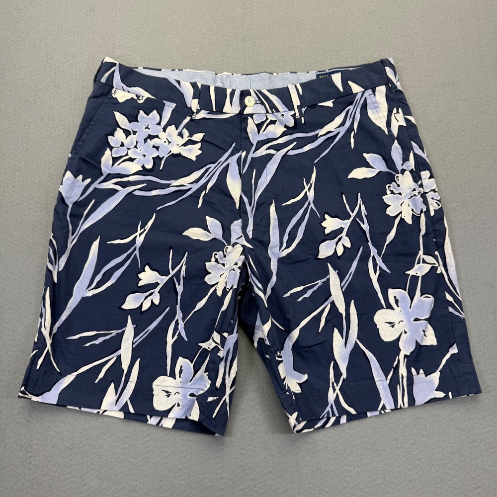 Polo Golf Ralph Lauren Mens 35 Floral Navy Blue Classic Fit Chino Shorts Stretch